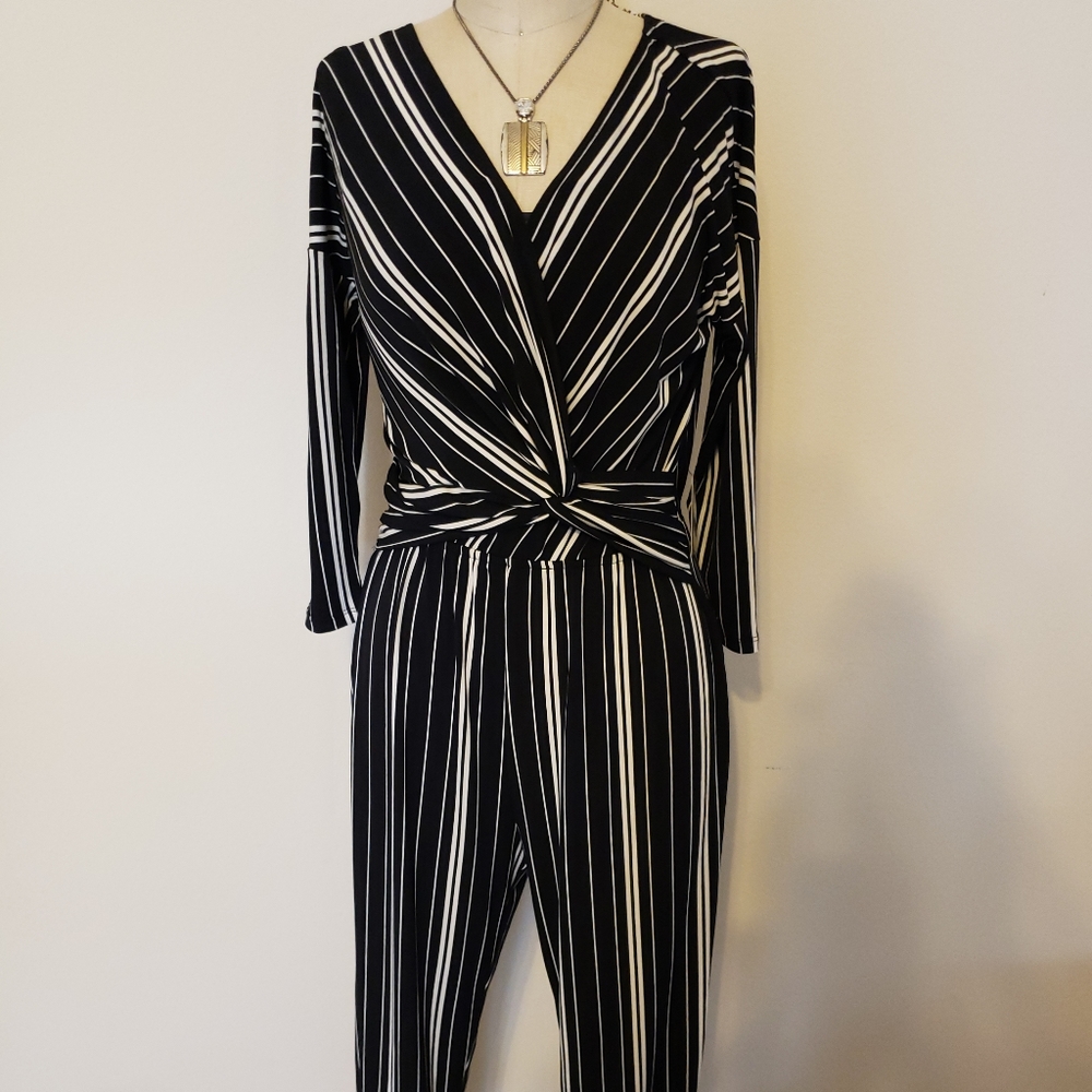 Express Black and white  striped jump suit